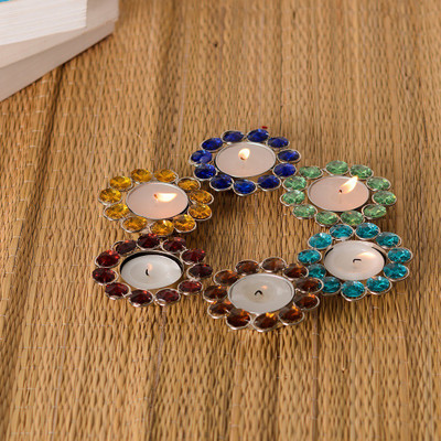 

JaipurCrafts Decorative Diamonds Crystal 6 - Cup Candle Holder(Multicolor, Pack of 6)