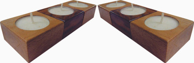 

Ganeshaas Eco Friendly Super Set of 6 Square Wooden 6 - Cup Tealight Holder Set(Brown, Pack of 6)