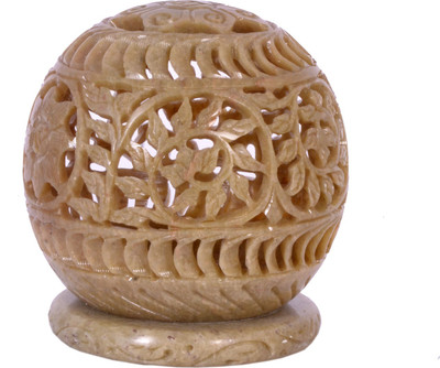 

Avinash Handicrafts Soap Stone Carved Candle Lamp Ball shape 3.5" Stoneware 1 - Cup Tealight Holder(Multicolor, Pack of 1)