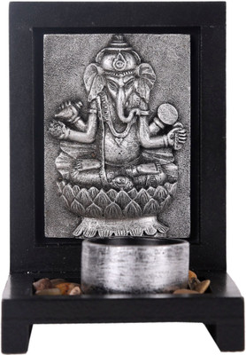 

JB Collection Iron, Wooden Tealight Holder(Black, Silver)