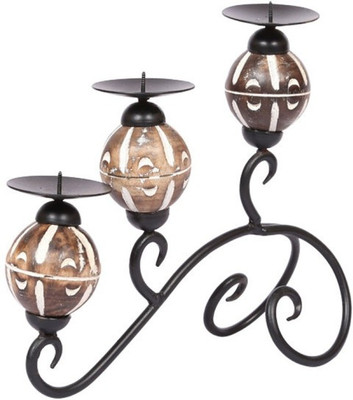 12% OFF on Onlineshoppee Wood 3 - Cup Candle Holder(Brown, Pack of 1)