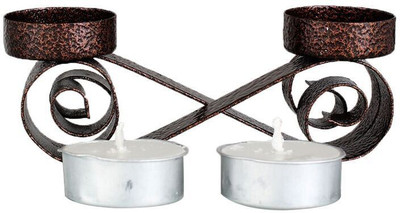 

Bliss Double Curved Iron 2 - Cup Tealight Holder(Brown, Pack of 3)