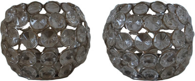

Neyari crystal t- light holders set Crystal Tealight Holder Set(Silver, Pack of 2)