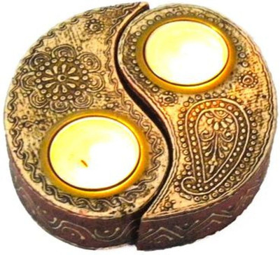 

Artlivo Sixty-Nine Candles Stand Wooden 1 - Cup Candle Holder(Multicolor, Pack of 2)