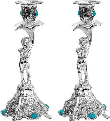 

The Divine Luxury Silver Plated Candle Holder(Silver, Pack of 2)