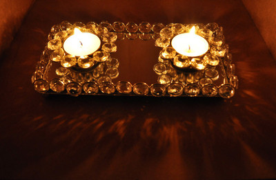 

Lal Haveli Decorative Tealight Votive Crystal Candle Holder(Silver, Pack of 1)