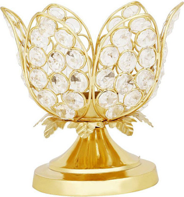 

Basement Bazaar Crystal Tealight Holder(Gold, Silver, Pack of 1)