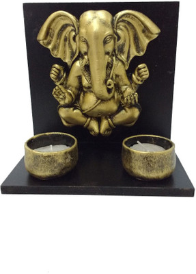 

Fabionic 3D Ganesha Single T-Light Wooden 2 - Cup Tealight Holder(Black, Pack of 1)