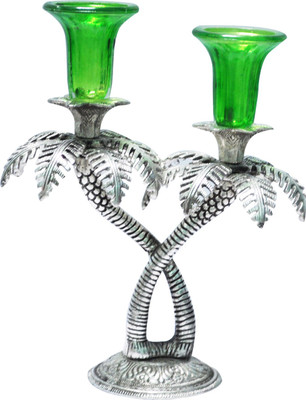 

Craftkriti Oxidized Tree Shaped Silver 2 - Cup Candle Holder(Silver, Pack of 1)