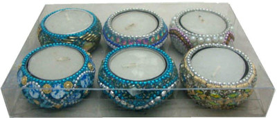 

MH Handicraft Aluminium 6 - Cup Tealight Holder Set(Multicolor, Pack of 6)