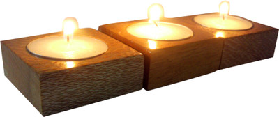 

Ganeshaas Eco Friendly Set of 3 Square Wooden 3 - Cup Tealight Holder Set(Brown, Pack of 3)