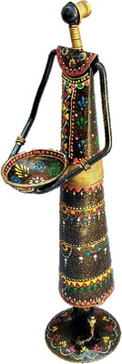

Sancheti Art 13 Inches Tall Masai Figurine Cast Iron 1 - Cup Tealight Holder(Gold, Multicolor, Pack of 1)