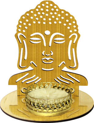 

Bliss SHADOW DIYA Wooden 1 - Cup Tealight Holder Set(Gold, Pack of 1)