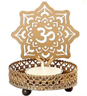 

SHOPJINIE Iron Tealight Holder(Gold, Pack of 1)