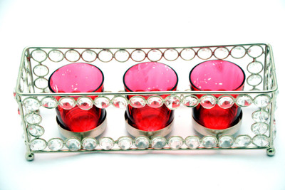 

Being Nawab Trio Twist Crystal Tealight Holder(Silver, Pack of 1)