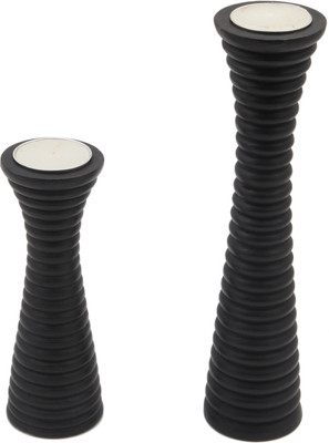 

JaipurCrafts Decorative Tower Set Of 2 Wooden 2 - Cup Tealight Holder(Black, Pack of 4)