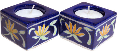 

Aurea Pottery Tealight Holder Set(Blue, Pack of 2)