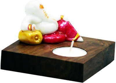 

Craft Junction Handmade Candle Tealight with Raja Ganesha Wooden 1 - Cup Tealight Holder(Multicolor, Pack of 1)