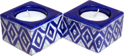 

Aurea Pottery Tealight Holder Set(Blue, Pack of 2)