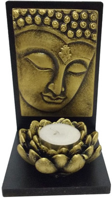 

Fabionic Buddha Facing Left Small Single T-Light Wooden 1 - Cup Tealight Holder(Black, Pack of 1)