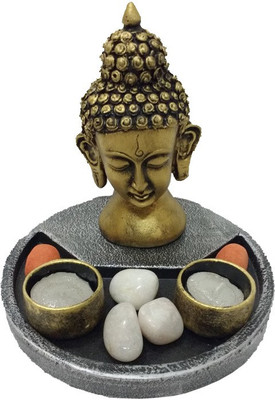 

Fabionic Buddha Head Round T-Light Wooden 2 - Cup Tealight Holder(Black, Pack of 1)
