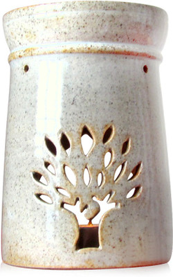 

aamori Ceramic Tealight Holder(Brown, White, Pack of 1)