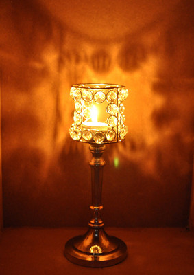 

Lal Haveli Home Decorative Diwali Light Candle Stand Crystal Tealight Holder(Multicolor, Pack of 1)