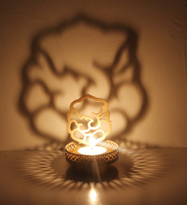 

Bliss Shadow Graphics Iron 1 - Cup Tealight Holder(Gold, Pack of 2)