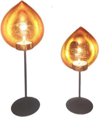 

Fuzone Egyption Golden Iron Tealight Holder(Gold, Pack of 2)