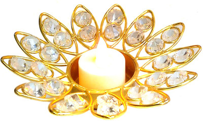 

Yooneek Iron, Crystal Tealight Holder(Gold, Pack of 1)