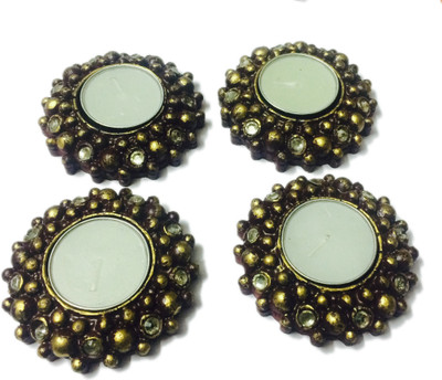 

Loops n knots Polyresin Tealight Holder Set(Brown, Pack of 4)