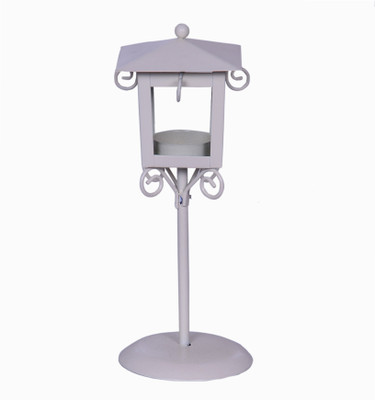

Purpledip Lamp Post Shaped Candle Holder Tea Lights Lamps Home Accent Decorative Accessory for garden tables, open seating, indoor lighting Iron Tealight Holder Set(White, Pack of 1)