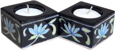 

Aurea Pottery Tealight Holder Set(Black, Pack of 2)