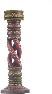 

Apkamart Handpainted 9 Inch Stand Wooden 1 - Cup Candle Holder(Multicolor, Pack of 1)