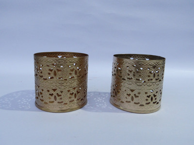 

DivineHaat Cast Iron 2 - Cup Candle Holder(Gold, Pack of 2)