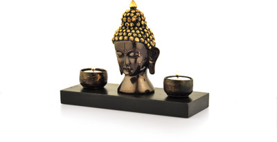 

G&S Polyresin, Wooden Tealight Holder(Gold, Pack of 1)