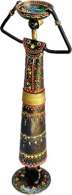 

Sancheti Art 13 Inches Tall Masai Figurine Cast Iron 1 - Cup Tealight Holder(Gold, Multicolor, Pack of 1)
