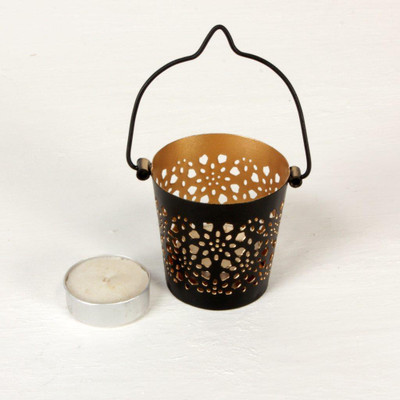 

Home and Bazaar Traditional Metal Tea Light candle stand 2.5x2.5x2.5 Inch Iron 1 - Cup Tealight Holder(Black, Pack of 1)