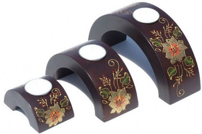 

XEEKART Thai Wooden 3 - Cup Tealight Holder Set(Brown, Pack of 3)