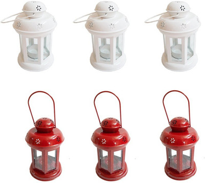 

AM VAASITI Lantern Shape Iron 6 - Cup Tealight Holder Set(Multicolor, Pack of 6)