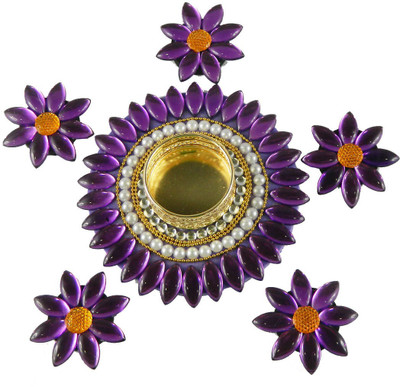 Nehal Arts Sponge 1 - Cup Candle Holder Set(Purple, Pack of 6)