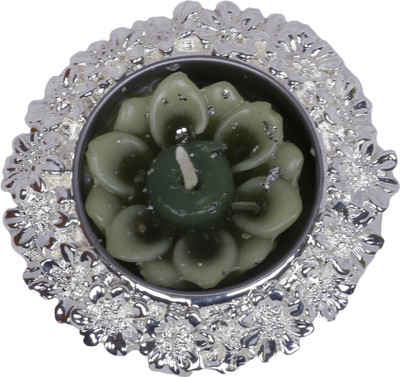 

Siri Creations Flower Carving Silver Plated 1 - Cup Candle Holder(Silver, Pack of 1)