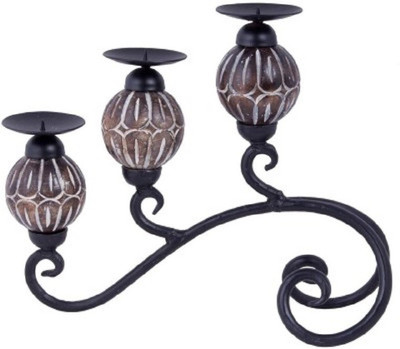 

Alishba Wooden 3 - Cup Candle Holder(Black, Pack of 1)