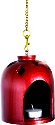 

Kreatish Lantern Wooden 1 - Cup Tealight Holder(Red, Pack of 1)