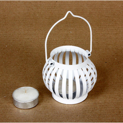 

Home and Bazaar Traditional Metal Tea Light candle stand 3x3x3 Inch Iron 1 - Cup Tealight Holder(White, Pack of 1)
