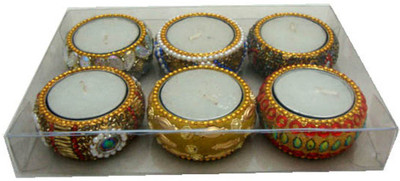 

MH Handicraft Aluminium 6 - Cup Tealight Holder Set(Multicolor, Pack of 6)
