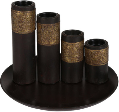 

Rajrang Floral Candle Holder Wooden 4 - Cup Candle Holder Set(Brown, Pack of 5)