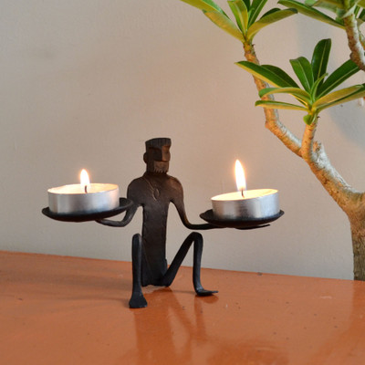 54% OFF on Chinhhari Arts Tribal Candle stand Iron 2 - Cup Candle Holder(Black, Pack of 1)
