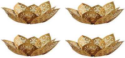 

AM VAASITI Lotus Shape Iron 4 - Cup Tealight Holder Set(Gold, Pack of 4)