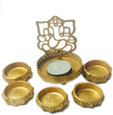 

loopsnknots Earthenware, Iron (Pack of 6) Table Diya Set(Height: 4 inch)